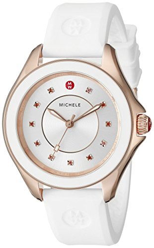 MICHELE Women's CAPE Stainless Steel Watch with White Band