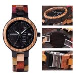 BOBO BIRD Handmade Women’s Wooden Watch – Colorful Quartz Wristwatch with Week & Date Display