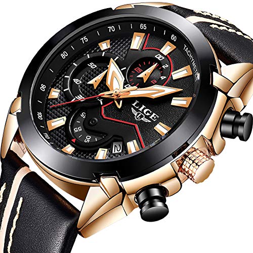 Watches for Men,LIGE Chronograph Waterproof Military Watch