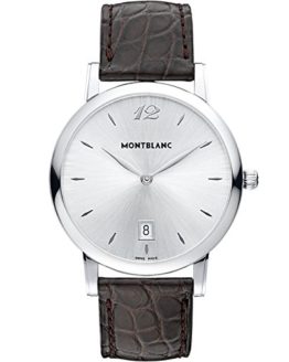 Montblanc Star Classique Date Stainless Steel Brown Leather Mens Watch