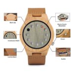 BOBO BIRD Men’s Bamboo Wood Watch with Brown Leather Strap – Unique Large Size Analog Quartz Timepiece
