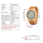 BOBO BIRD Men’s Bamboo Wood Watch with Brown Leather Strap – Unique Large Size Analog Quartz Timepiece