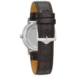 Bulova Unisex 96B217 Stainless Steel Watch with Brown Leather Band – Sunray Dial & Date Window