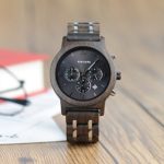 BOBO BIRD Men’s Ebony Wooden Luxury Watch with Metal Strap – Quartz Chronograph & Date Display
