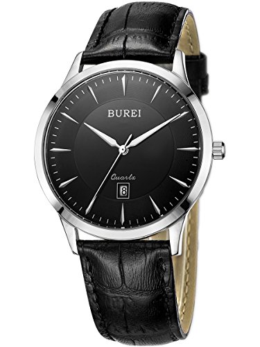 BUREI Mens Simple Dress Quartz Watches