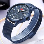 Analog Quartz Watch with Numbers Date and Blue Stainless Steel Mesh Band - Your Time, Your Style! 💙🌟
