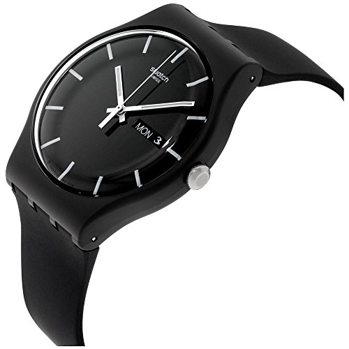 Swatch ' Mono Black' Quartz Plastic and Silicone Casual Watch, Color:Black