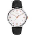 Timex Men's Southview 41 Black/White/Rose Gold Leather Strap Watch