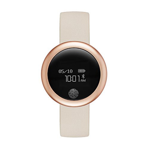Stay Connected in Style: eMotion Unisex Smartwatch with Metal and Rubber Band in Rose Gold-Tone and Light Pink (Model: FMDEM005).