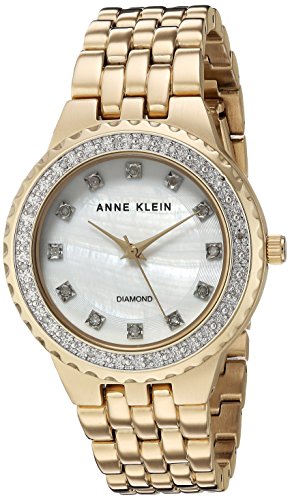 Anne Klein Women's Diamond-Accented Gold-Tone Bracelet Watch