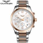 Men Watch GUANQIN Chronograph Quartz Watches Date Luminous