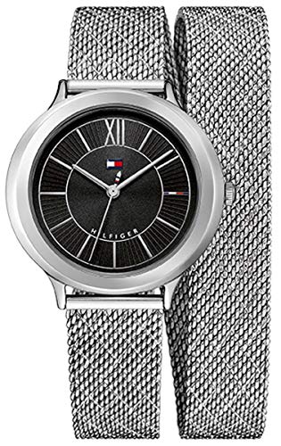 Tommy Hilfiger Women's Silver-Tone Silicone Band Steel Case Watch