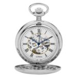 Gotham Men's Silver-Tone Mechanical Pocket Watch with Desktop Stand - Elegance in Time