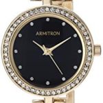Armitron Women's Swarovski Crystal Accented Gold-Tone and Black Bangle Watch