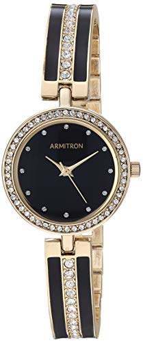 Armitron Women's Swarovski Crystal Accented Gold-Tone and Black Bangle Watch
