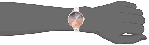 Nine West Women's NW/2124RGWT Rose Gold-Tone and White Strap Watch 1 Nine West Women's Rose Gold-Tone and White Strap Watch