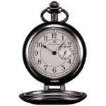 KS Half Hunter Series Men's Japan quartz Gold Steel Case Chain Pocket Watch