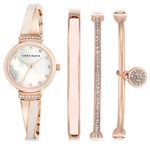 Anne Klein Women's Rose Gold-Tone Bangle Bracelet Watch 26mm Gift Set