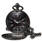 WIOR Black Classical Pocket Watch Retro Steampunk Pattern