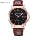 Mens Watches Luxury Hannah Martin Leather Strap Casual Quartz Watch