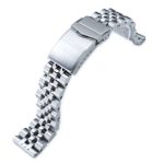 Angus Jubilee 20mm Stainless Steel Watch Bracelet with brushed and polished finish, featuring V-Clasp double lock, designed for watches with 20mm lug width. 