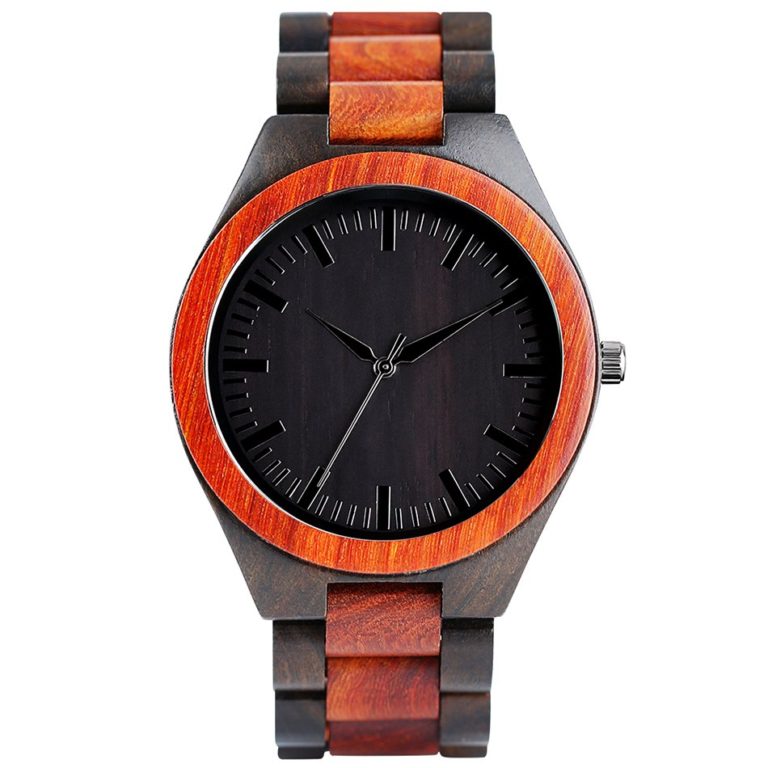 Bamboo Creative Wooden Watch Analog Fold Clasp Nature Wood Men Watch