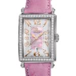 Gevril Women's Pink Mother-of-Pearl Genuine Ostrich Strap Watch