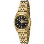 Seiko Women's Seiko Black Dial Gold-Tone Stainless Steel Watch