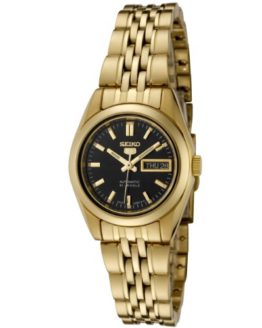 Seiko Women's Seiko Black Dial Gold-Tone Stainless Steel Watch