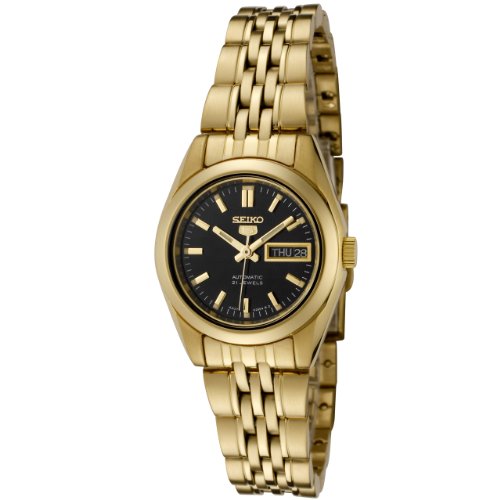 Seiko Women's Seiko Black Dial Gold-Tone Stainless Steel Watch