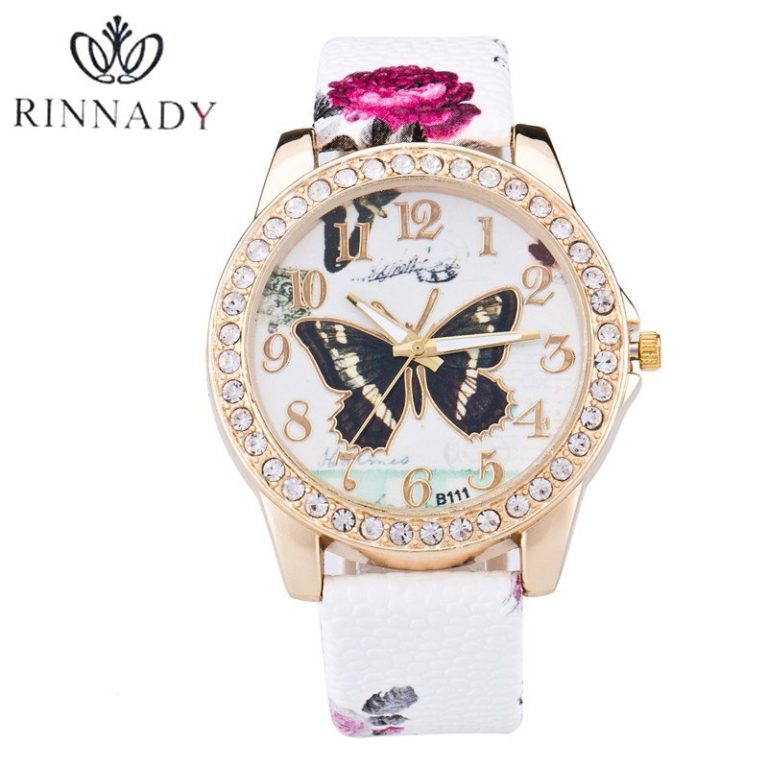 RINNADY Women Watch 2018 Fashion Butterfly Leather