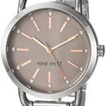 Nine West Women's Crystal Accented Silver-Tone Bangle Watch