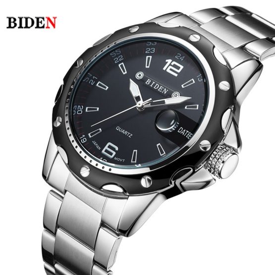 BIDEN Brand Full Stainless Steel Business watch men