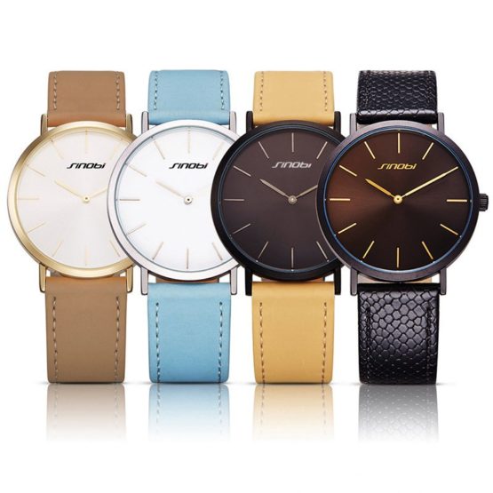 SINOBI New Fashion Womens Wrist Watches Leather Watchband