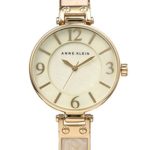 Anne Klein Women's Gold-Tone and Ivory Marbleized Bangle Watch