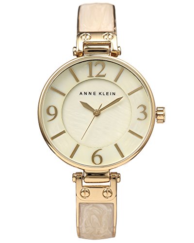 Anne Klein Women's Gold-Tone and Ivory Marbleized Bangle Watch