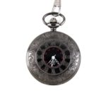 WIOR Black Classical Pocket Watch Retro Steampunk Pattern