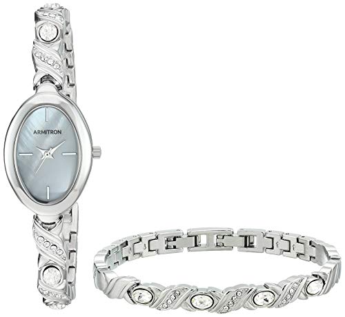 Armitron Women's Swarovski Crystal Accented Silver-Tone Bangle Watch