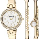 Anne Klein Women's Swarovski Crystal Accented Gold-Tone Watch