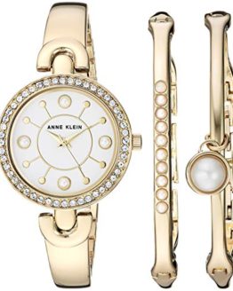 Anne Klein Women's Swarovski Crystal Accented Gold-Tone Watch
