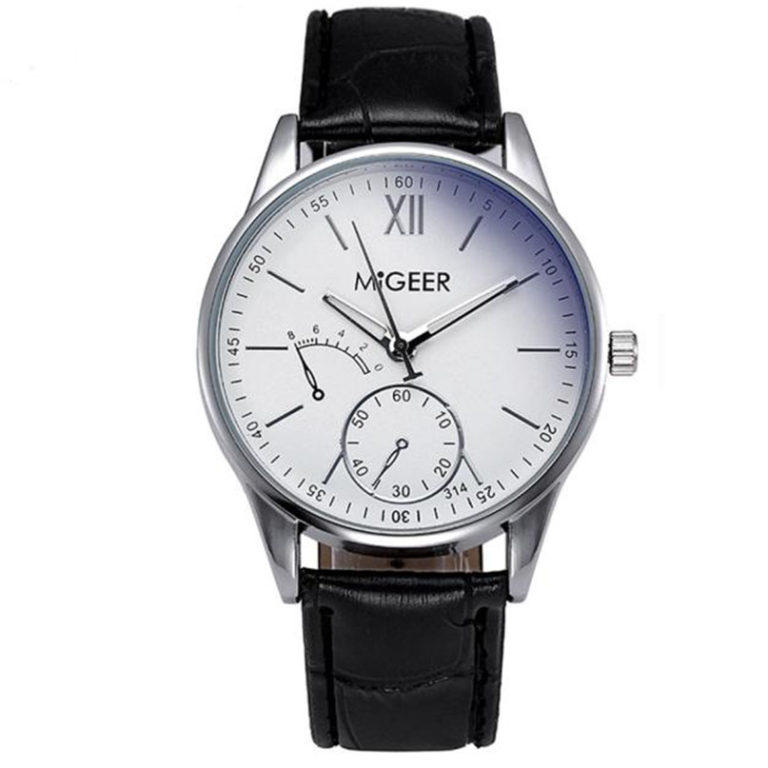MIGEER Men watches 2017 high quality brand Luxury Fashion PU Leather Stainless steel Case Mens Analog Watch Wrist Watches Feb2 MIGEER Men watches 2017 high quality brand Luxury Fashion