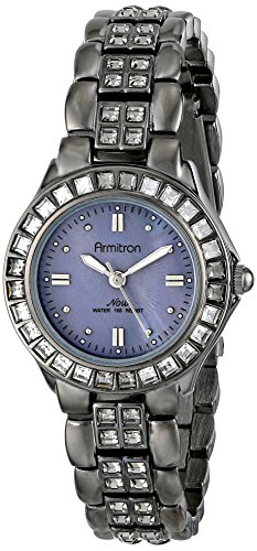 Armitron Women's Grey Swarovski Crystal Accented Gunmetal Bracelet Watch