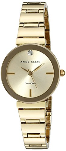 Anne Klein Women's Diamond-Accented Gold-Tone Bracelet Watch