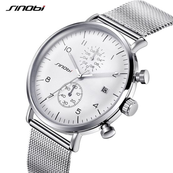 SINOBI Watches Men Luxury Brand Stainless Steel Waterproof Watch Men