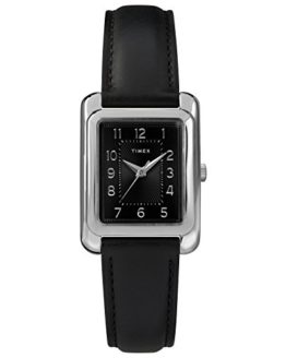 Timex Women's Meriden Black/Silver-Tone Leather Strap Watch