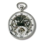 Oxford Skeletonized Open Face Pocket Watch with Sub-Seconds - Silver