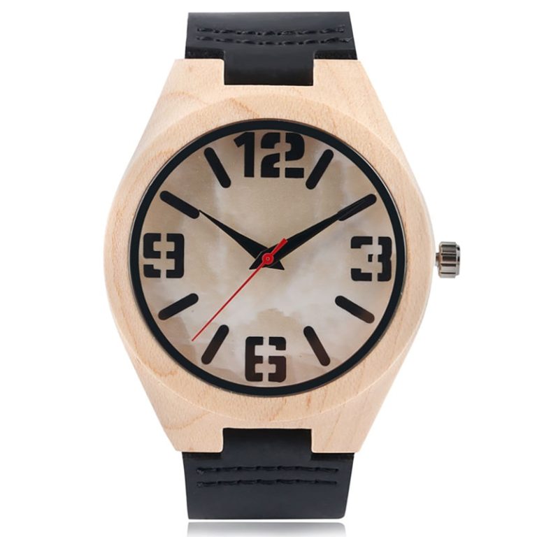 Bamboo Creative Wooden Watch Marble Face Nature Wood Genuine Leather Band Strap Mens Wrist Watch Reloj de madera 1 Bamboo Creative Wooden Watch Marble Face Nature Wood Genuine Leather
