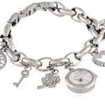 Anne Klein Women's Swarovski Crystal Silver-Tone Charm Bracelet Watch