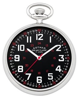 Gotham Men's Silver-Tone Mechanical Pocket Watch