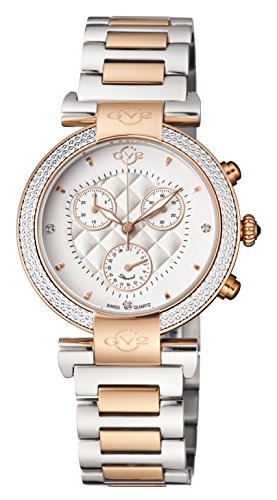 Sparkle and Style: GV2 by Gevril Berletta Women's Chronograph Watch with Diamonds, Swiss Quartz Movement, and Two-Tone Stainless Steel Bracelet. Comes with a Bonus Leather Strap. (Model: 1553)